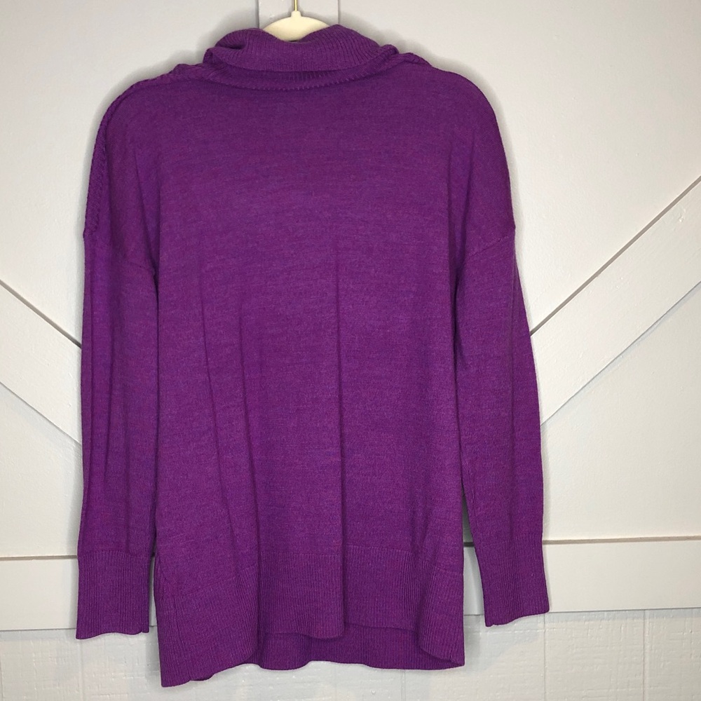 Aspen Extra Fine 100% Merino Wool Purple Sweater Chevron Texture Women’s Large - Picture 3 of 10